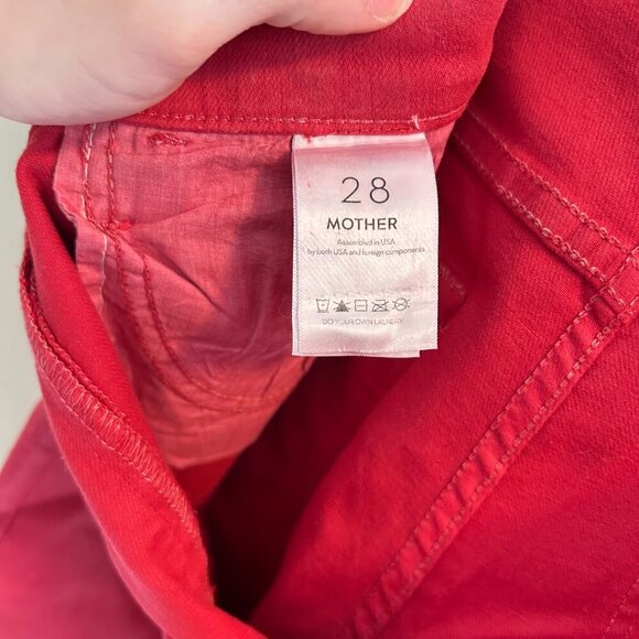 Mother The Hustler Ankle Fray Jeans Size 28 Never A Dull Moment New Years Red - Picture 12 of 14
